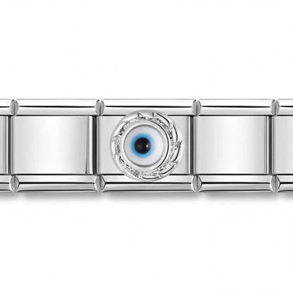 Charm Ojo Turco (Brillos) en pulsera italiana de eslabones