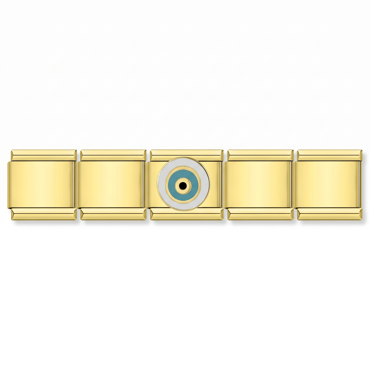 Charm Ojo Turco (Turquesa, Dorado) en pulsera italiana de eslabones