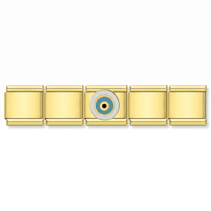 Charm Ojo Turco (Turquesa, Dorado) en pulsera italiana de eslabones