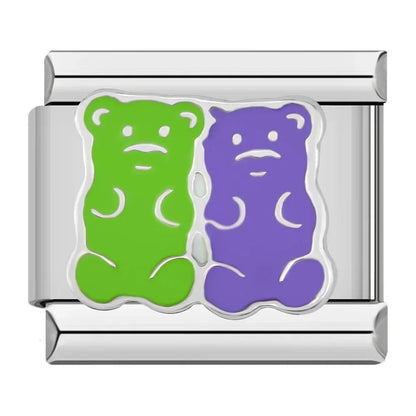 Charm Ositos (Verde y Morado) - Italian Charms