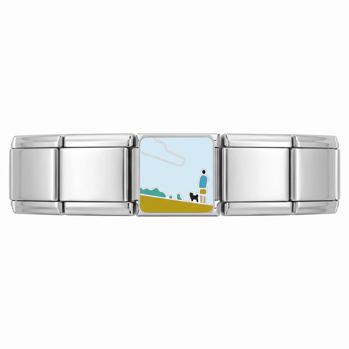Charm Paisaje perrito en pulsera italiana de eslabones