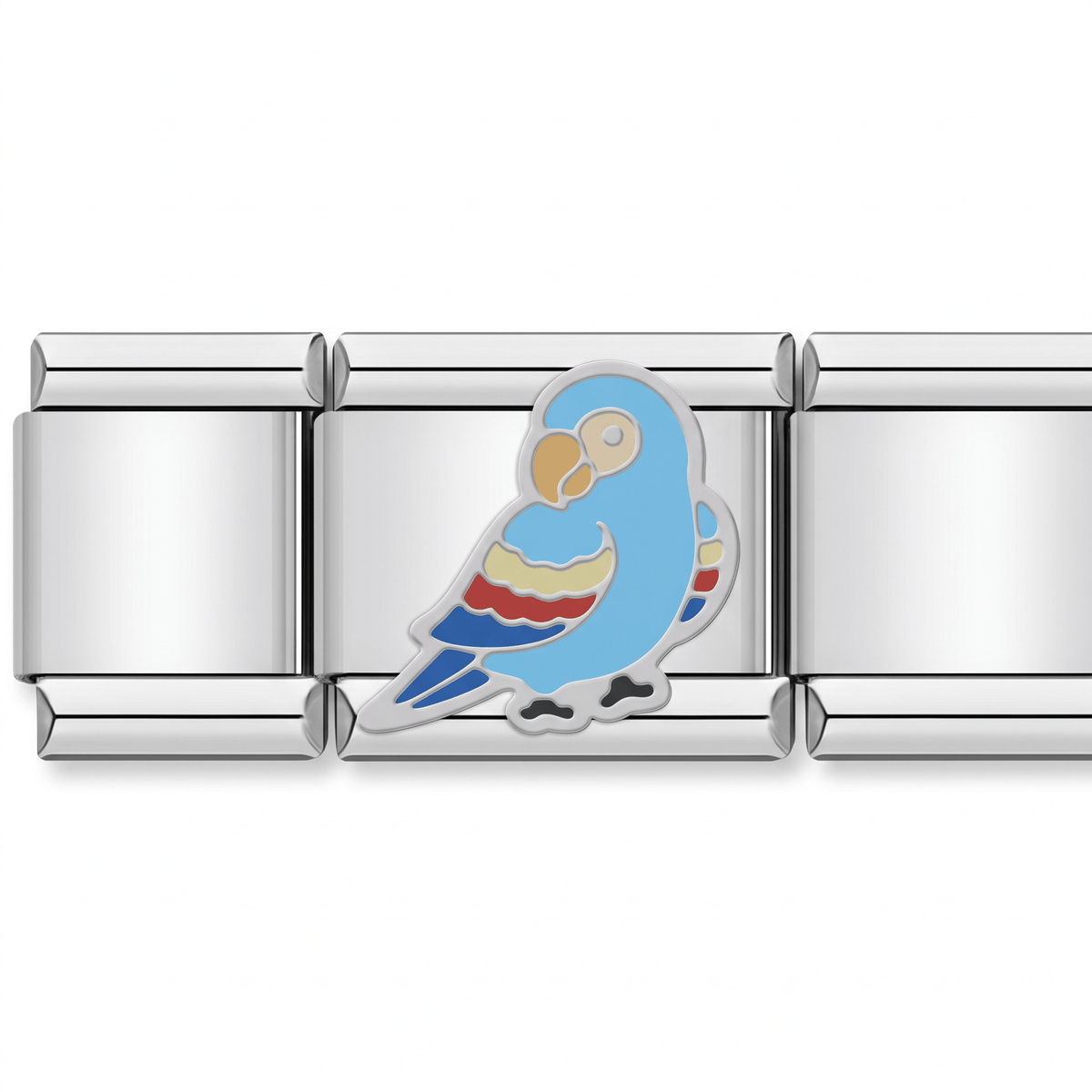 Charm Pájaro azul en pulsera italiana de eslabones