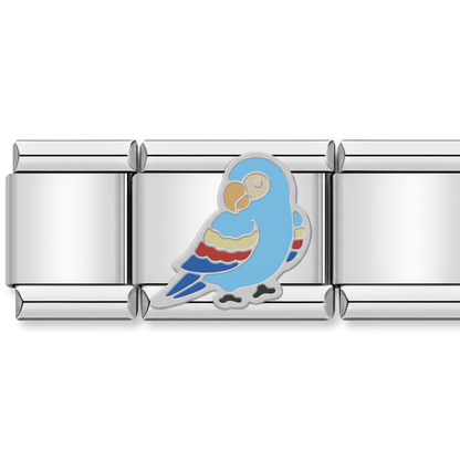 Charm Pájaro azul en pulsera italiana de eslabones