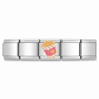 Charm Palomitas (Rosa) en pulsera italiana de eslabones