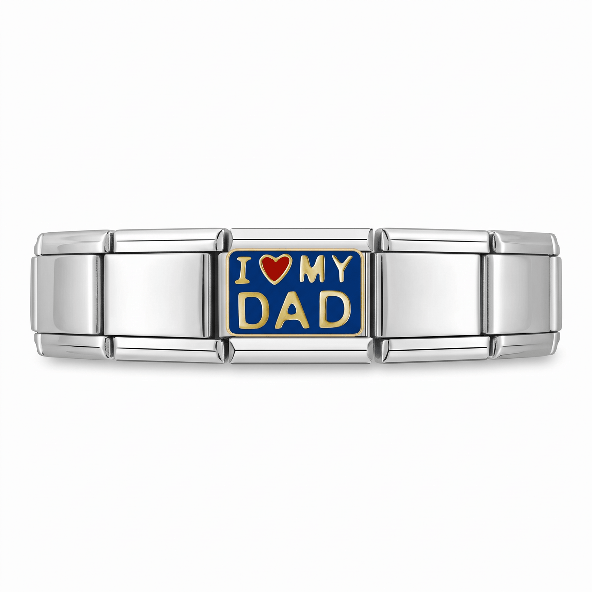 Charm Papá (I Love My Dad) en pulsera italiana de eslabones
