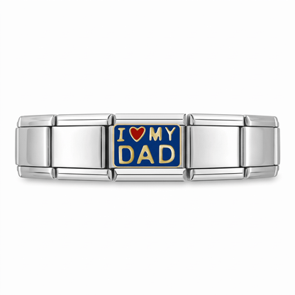 Charm Papá (I Love My Dad) en pulsera italiana de eslabones