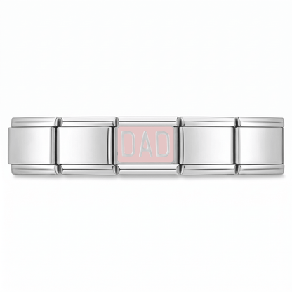 Charm Papá (Rosa) en pulsera italiana de eslabones