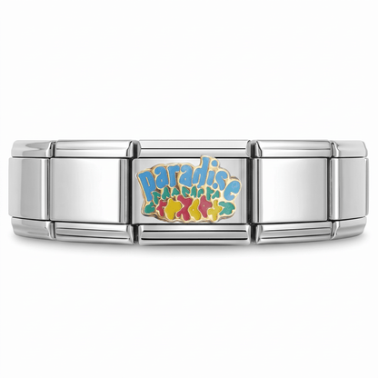 Charm Paraíso en pulsera italiana de eslabones