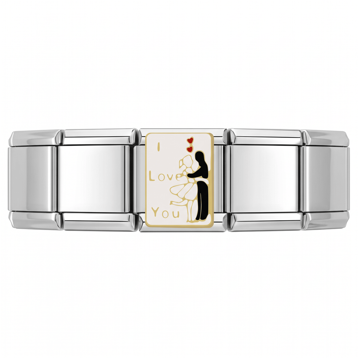 Charm pareja amor en pulsera italiana de eslabones