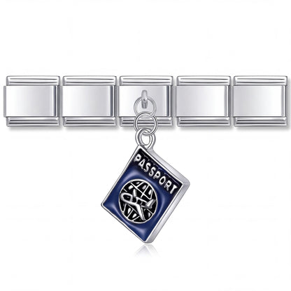 Charm Pasaporte en pulsera italiana de eslabones
