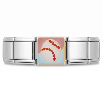 Charm pelota (Béisbol) en pulsera italiana de eslabones