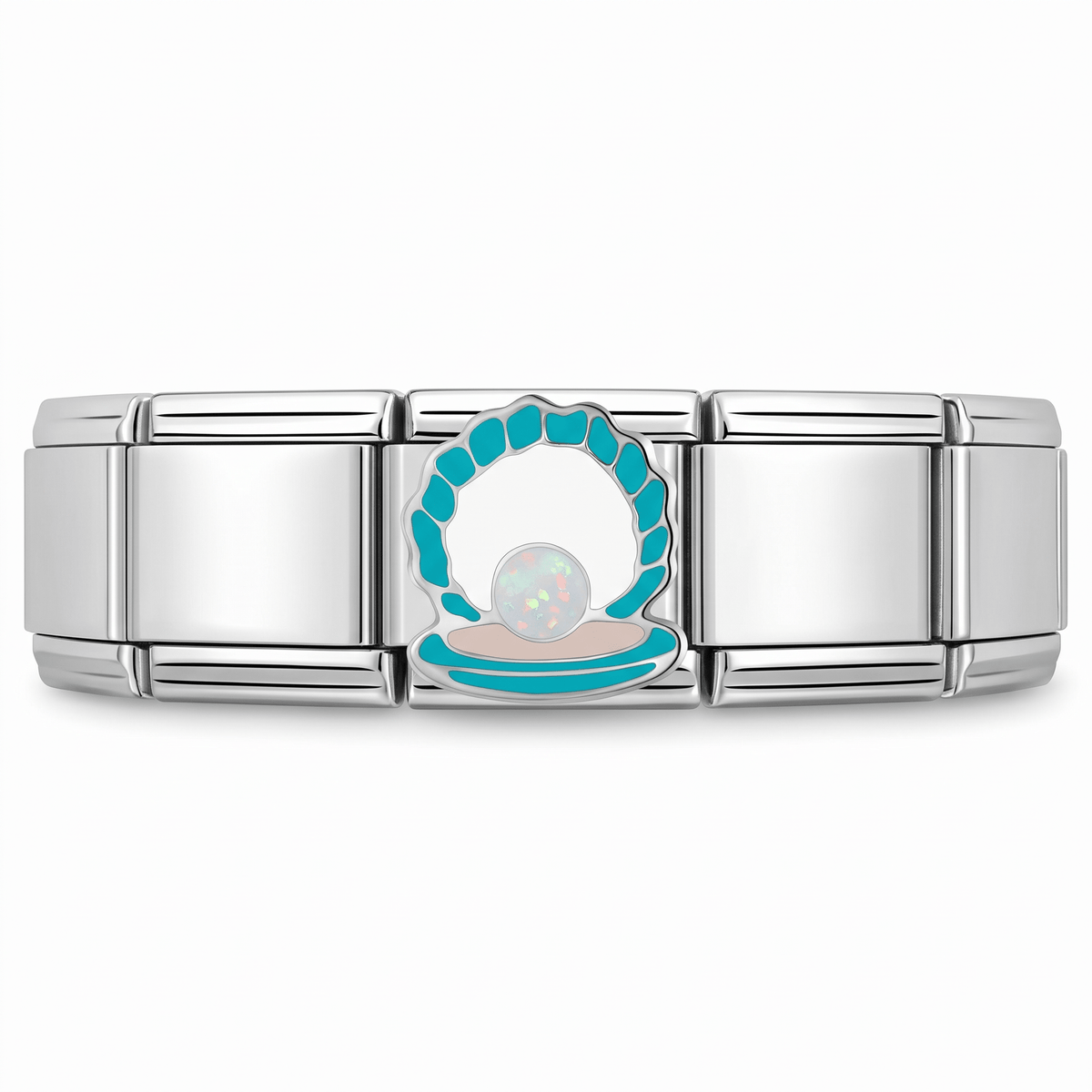 Charm Perla (Concha) en pulsera italiana de eslabones