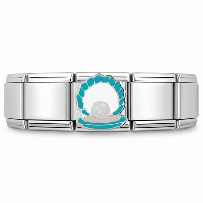 Charm Perla (Concha) en pulsera italiana de eslabones