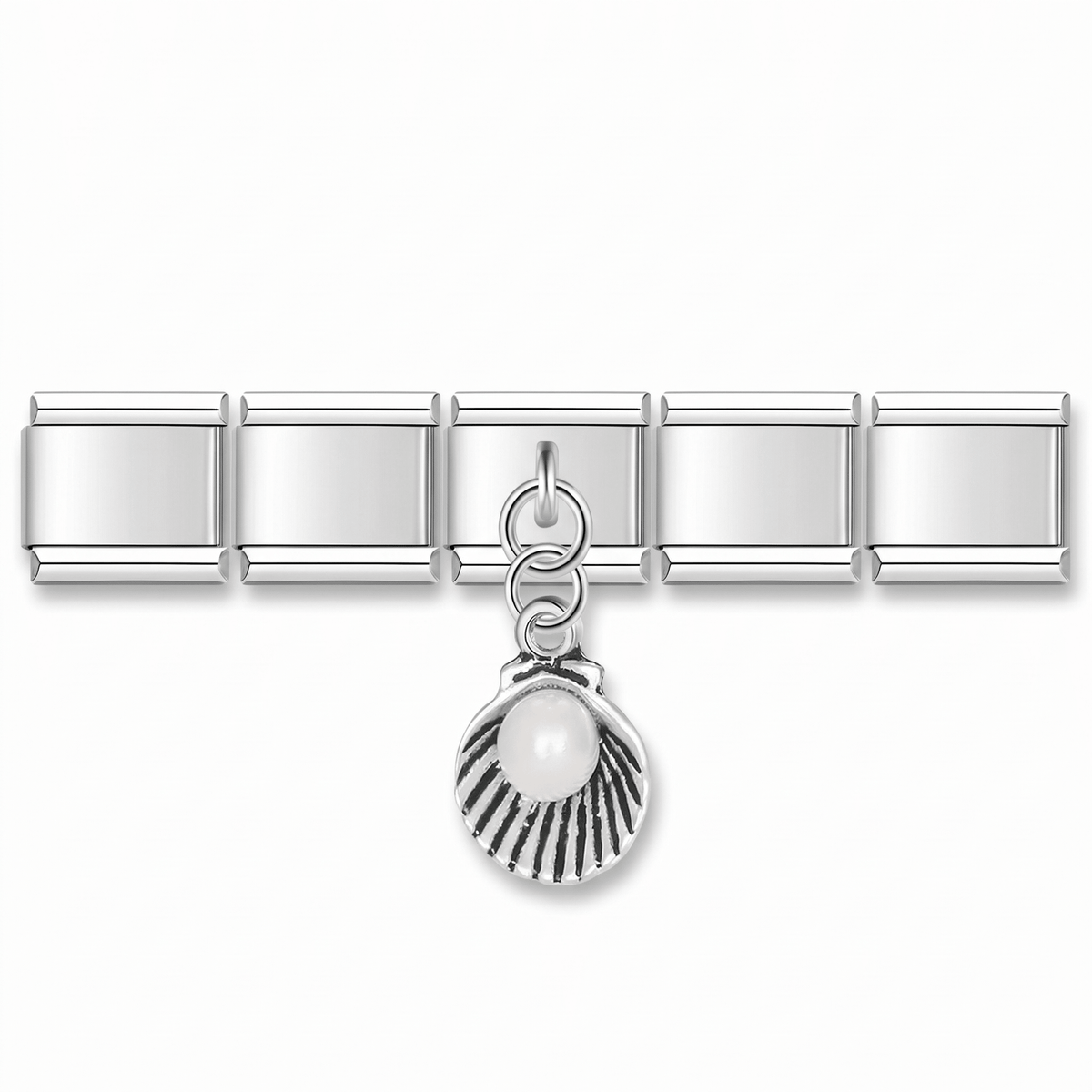 Charm Perla Marina en pulsera italiana de eslabones
