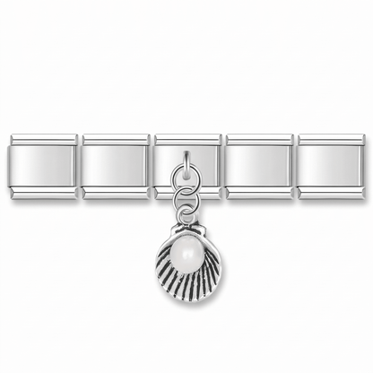 Charm Perla Marina en pulsera italiana de eslabones