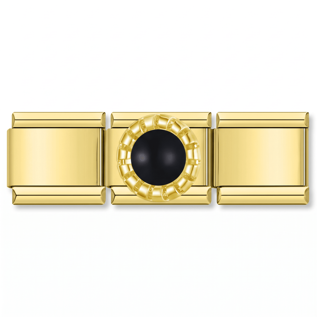 Charm Perla Negra en pulsera italiana de eslabones