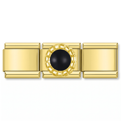 Charm Perla Negra en pulsera italiana de eslabones