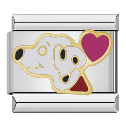 Charm Perrita Corazon (Plateado) - Italian Charms
