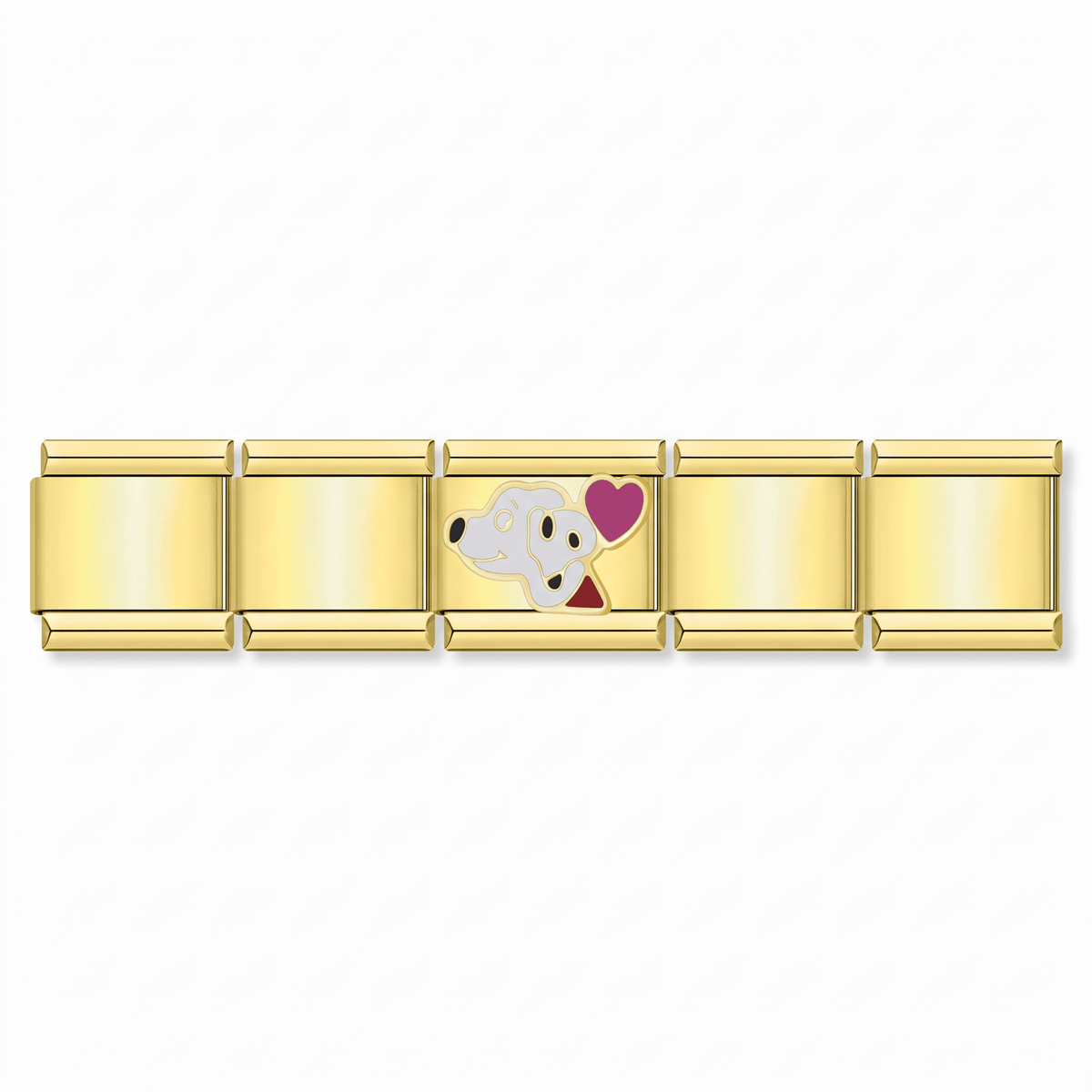 Charm Perrita Corazon (Dorado) en pulsera italiana de eslabones