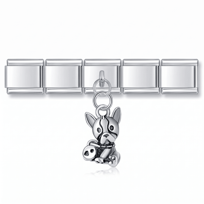 Charm Perrito en pulsera italiana de eslabones