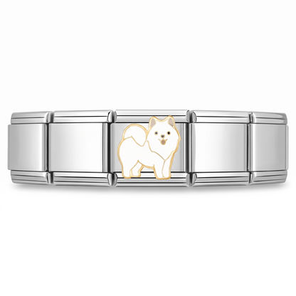 Charm Perrito Blanco en pulsera italiana de eslabones
