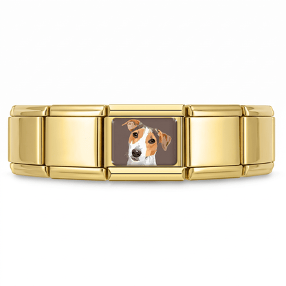 Charm Perrito Cafe con Blanco en pulsera italiana de eslabones