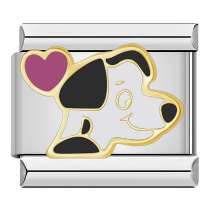 Charm Perrito Corazon (Plateado) - Italian Charms