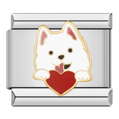 Charm Perrito corazón (Blanco) - Italian Charms