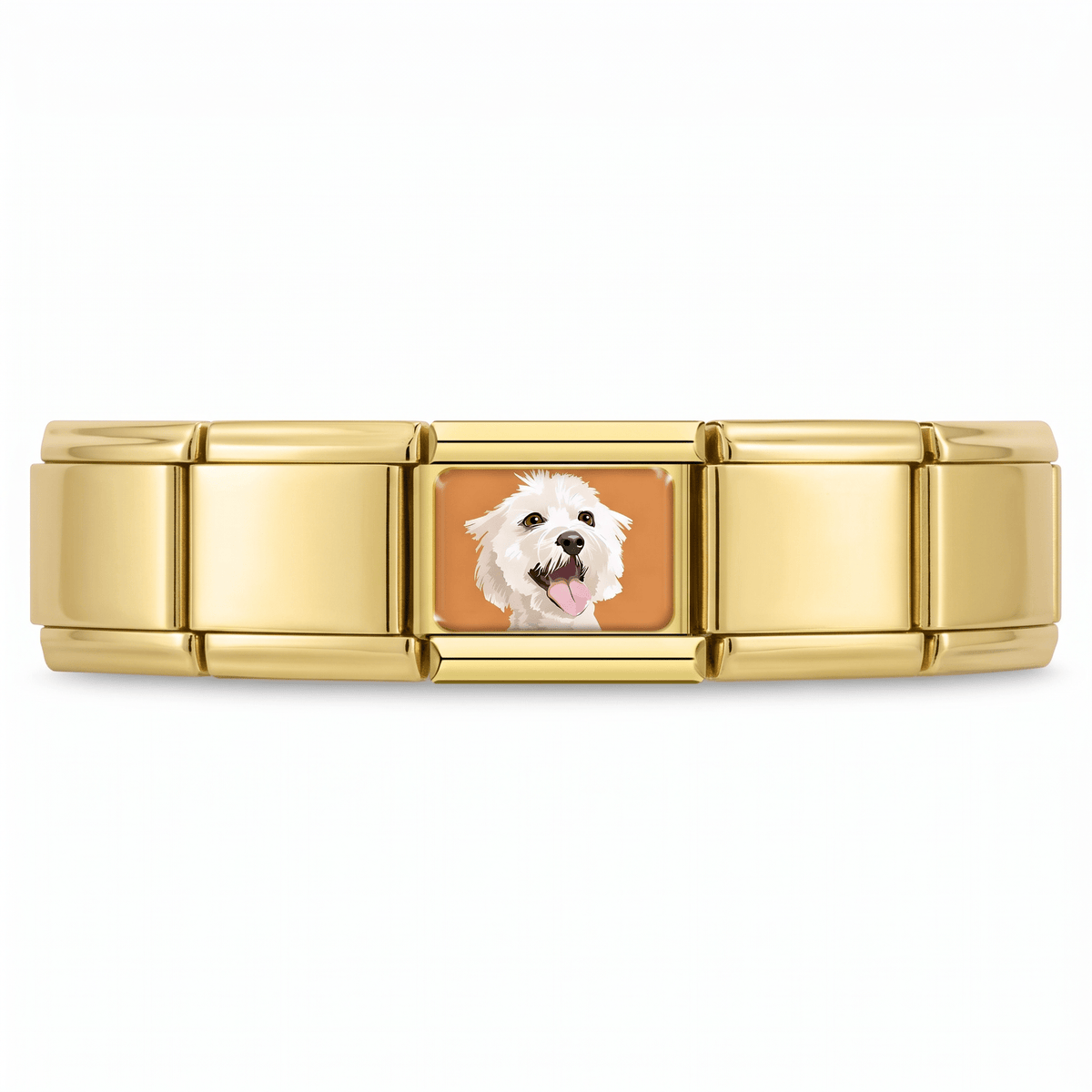 Charm Perrito Maltes en pulsera italiana de eslabones