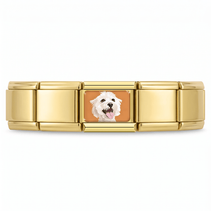Charm Perrito Maltes en pulsera italiana de eslabones