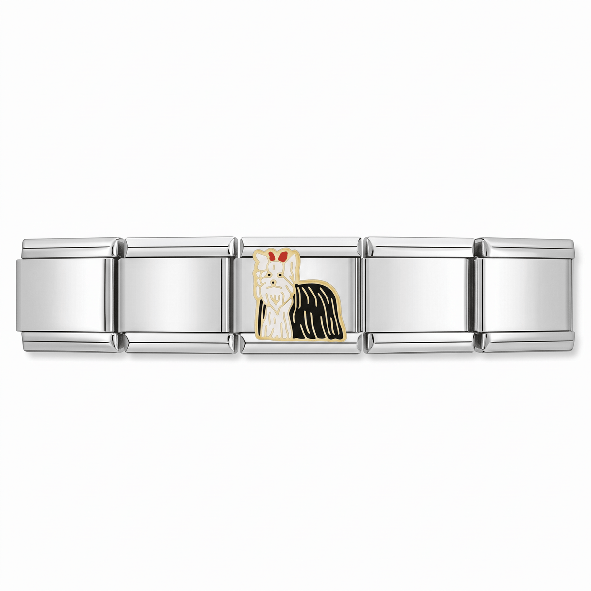 Charm Perrito pelo largo en pulsera italiana de eslabones