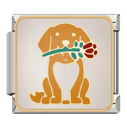 Charm Perro (con Flor) - Italian Charms