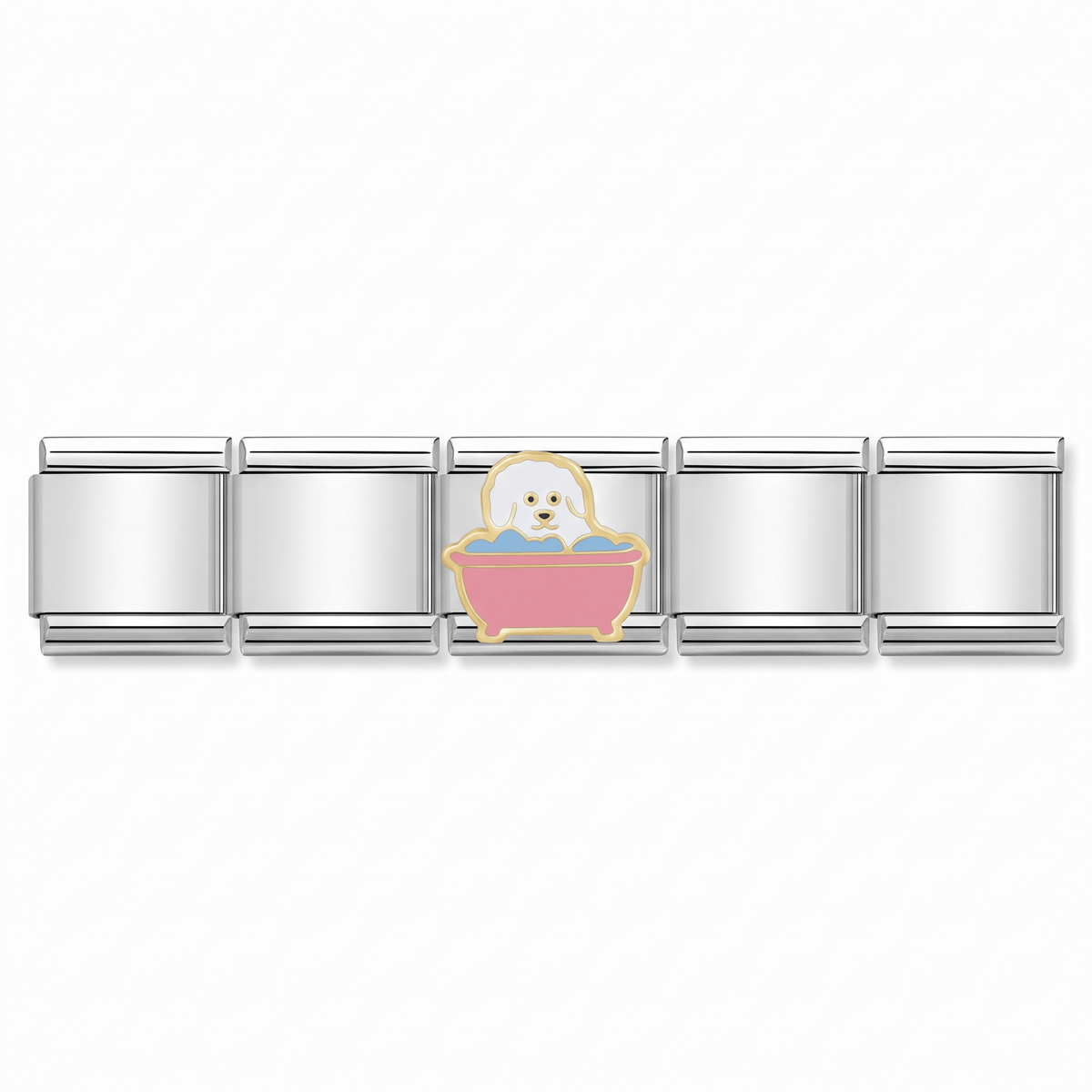 Charm Perro Bañera en pulsera italiana de eslabones
