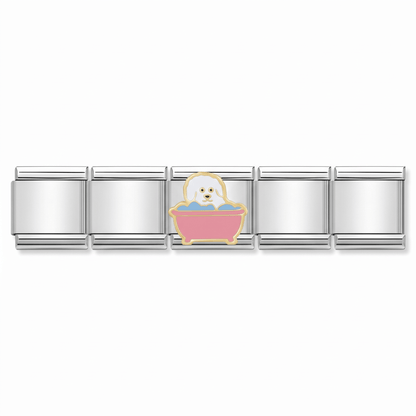 Charm Perro Bañera en pulsera italiana de eslabones
