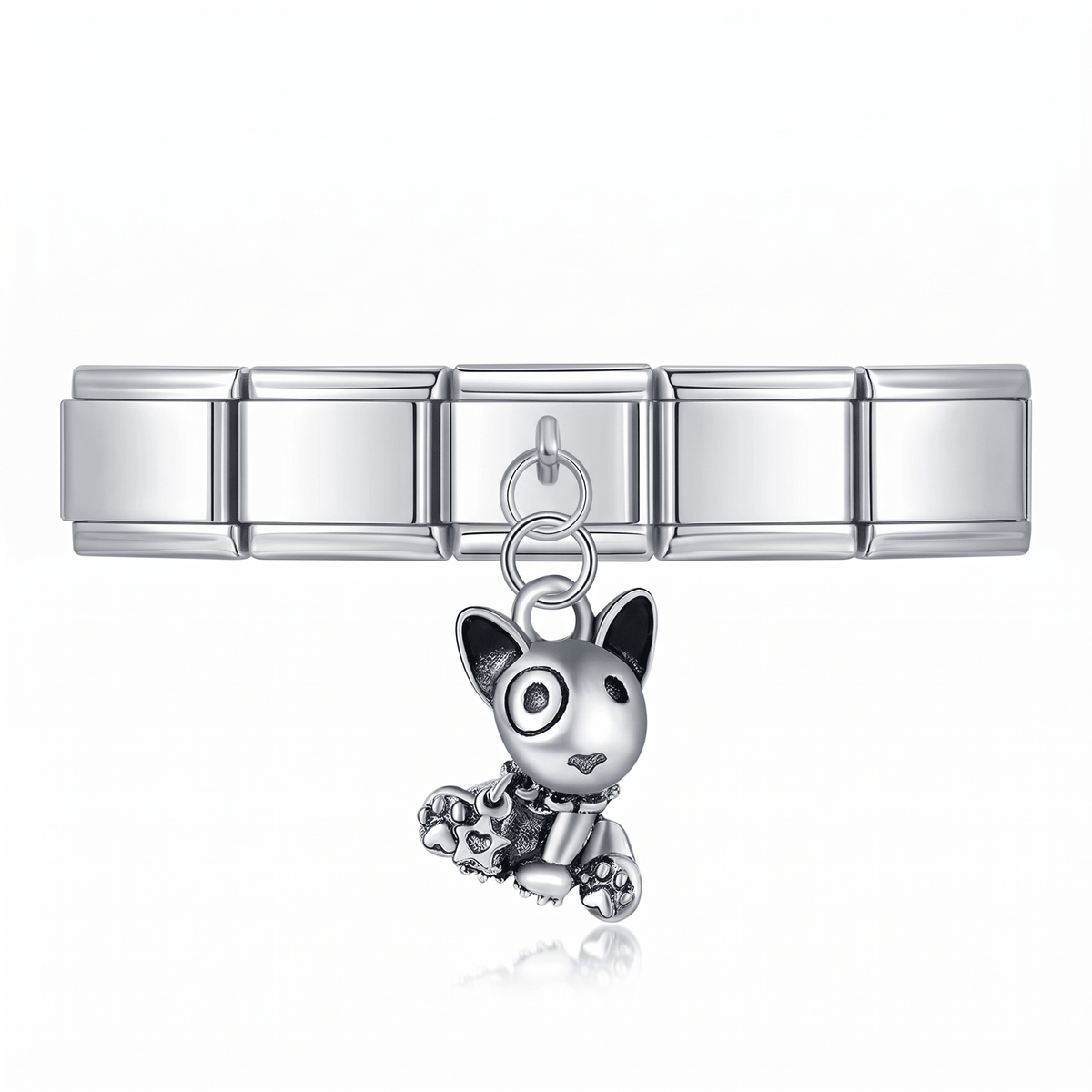 Charm Perro (Colgante Negro) en pulsera italiana de eslabones