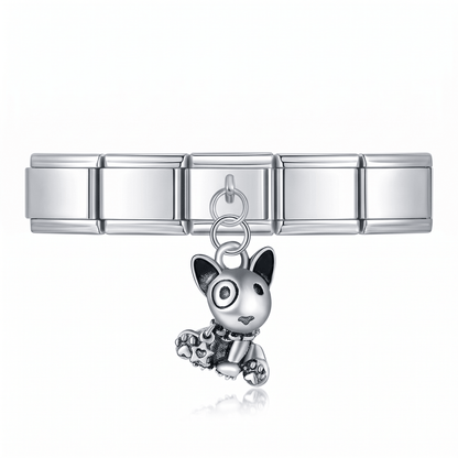 Charm Perro (Colgante Negro) en pulsera italiana de eslabones