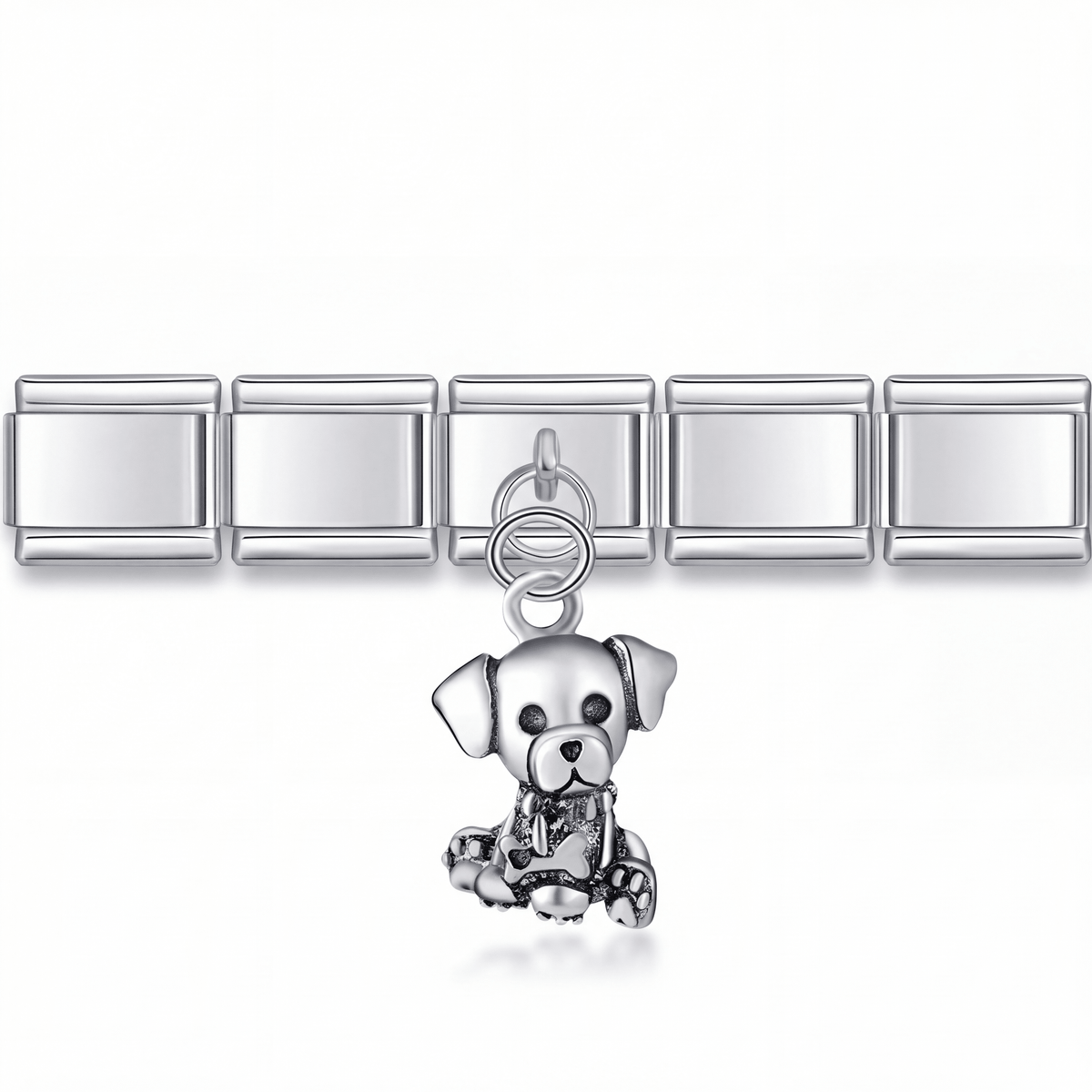 Charm Perro (Colgante Sentado) en pulsera italiana de eslabones