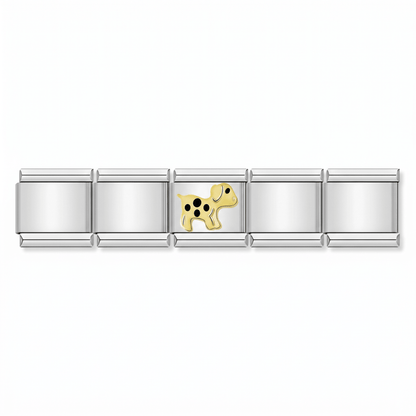 Charm Perro (Dálmata) en pulsera italiana de eslabones