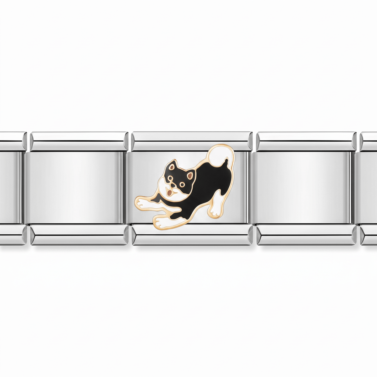 Charm Perro Husky (Estirándose) en pulsera italiana de eslabones