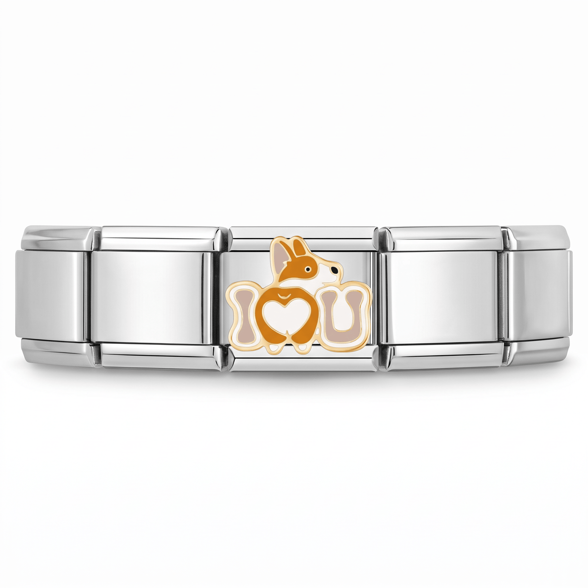 Charm Perro (I Love You) en pulsera italiana de eslabones