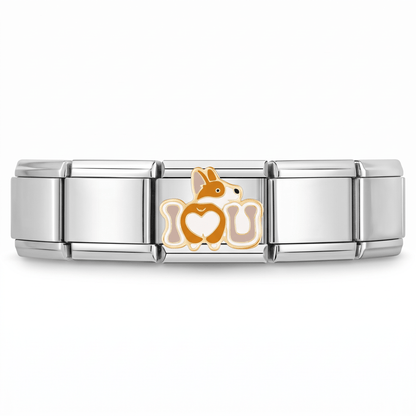 Charm Perro (I Love You) en pulsera italiana de eslabones