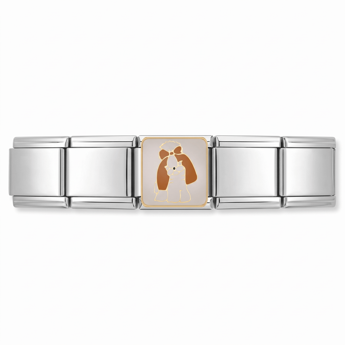 Charm Perro moño en pulsera italiana de eslabones