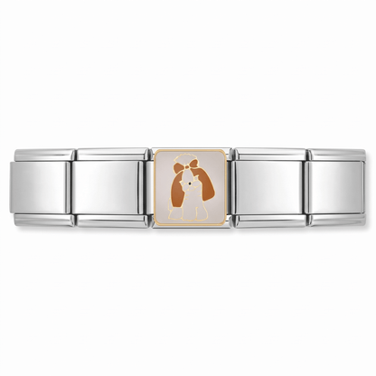 Charm Perro moño en pulsera italiana de eslabones