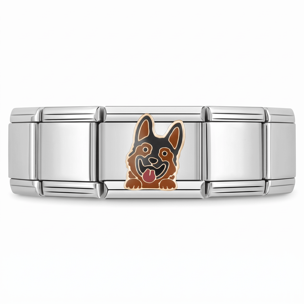 Charm Perro Pastor en pulsera italiana de eslabones
