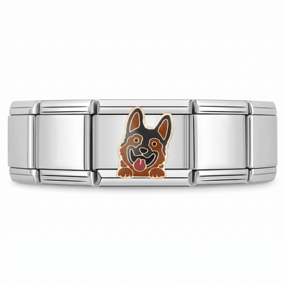 Charm Perro Pastor en pulsera italiana de eslabones