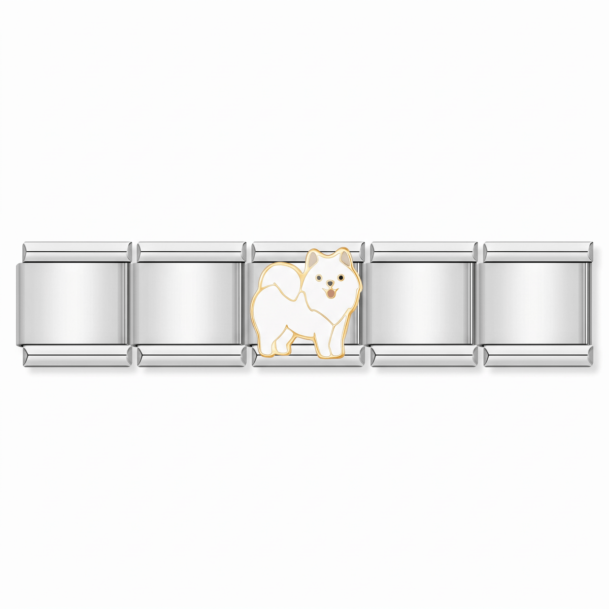 Charm Perro Pomerania en pulsera italiana de eslabones