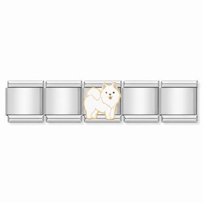 Charm Perro Pomerania en pulsera italiana de eslabones