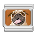 Charm Perro Pug (Fondo Naranja)