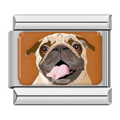 Charm Perro Pug (Fondo Naranja) - Italian Charms