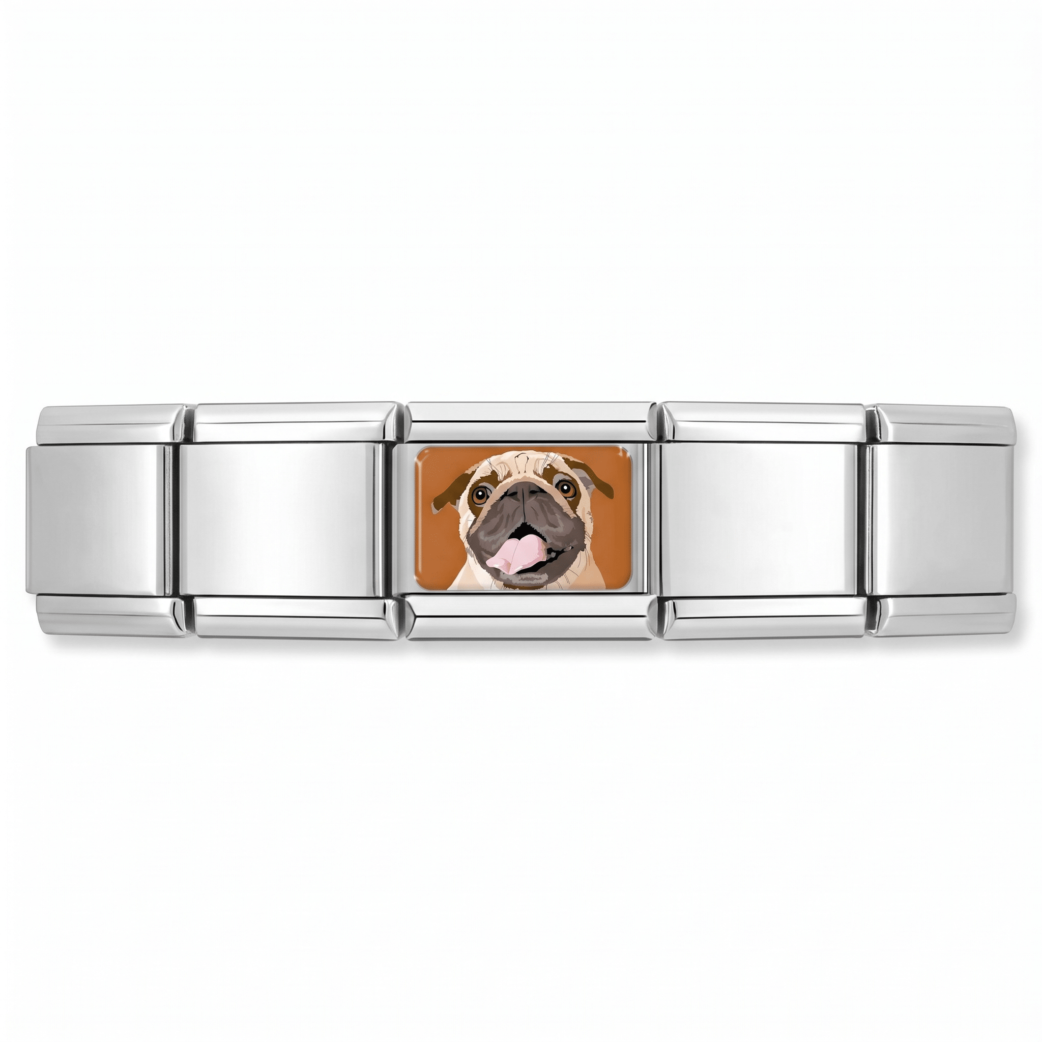 Pug Dog Charm (Orange Background) | Italian Charm Bracelet